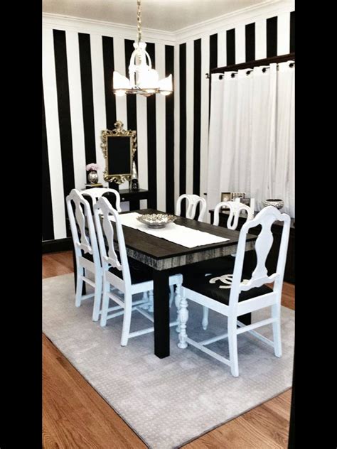 black and white stripe chanel inspired dining table|Chanel Inspired Dining Room Table .